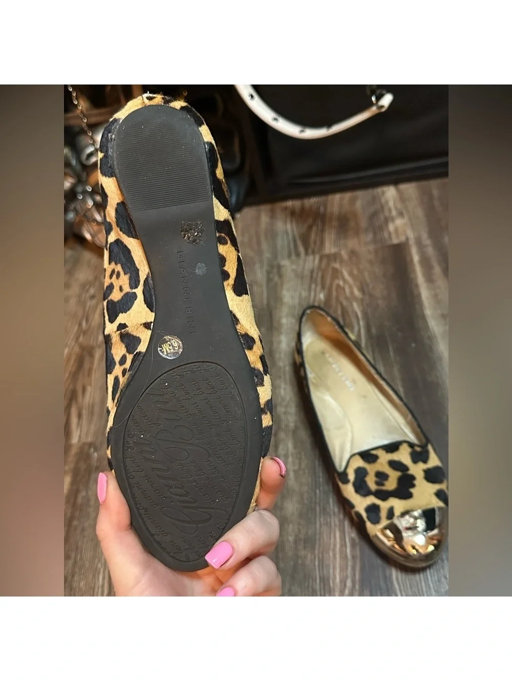 Leopard Print Flats with Gold Accents